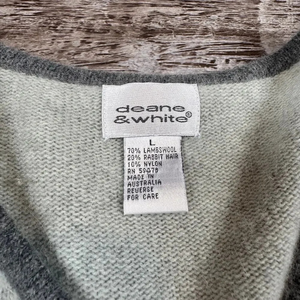 Vintage 90s Deane & White Sage Wool Rabbit Hair Cardigan Sweater Australia Large